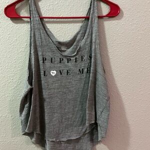 PINK Victoria's Secret Gray Tank Top with Playful Print